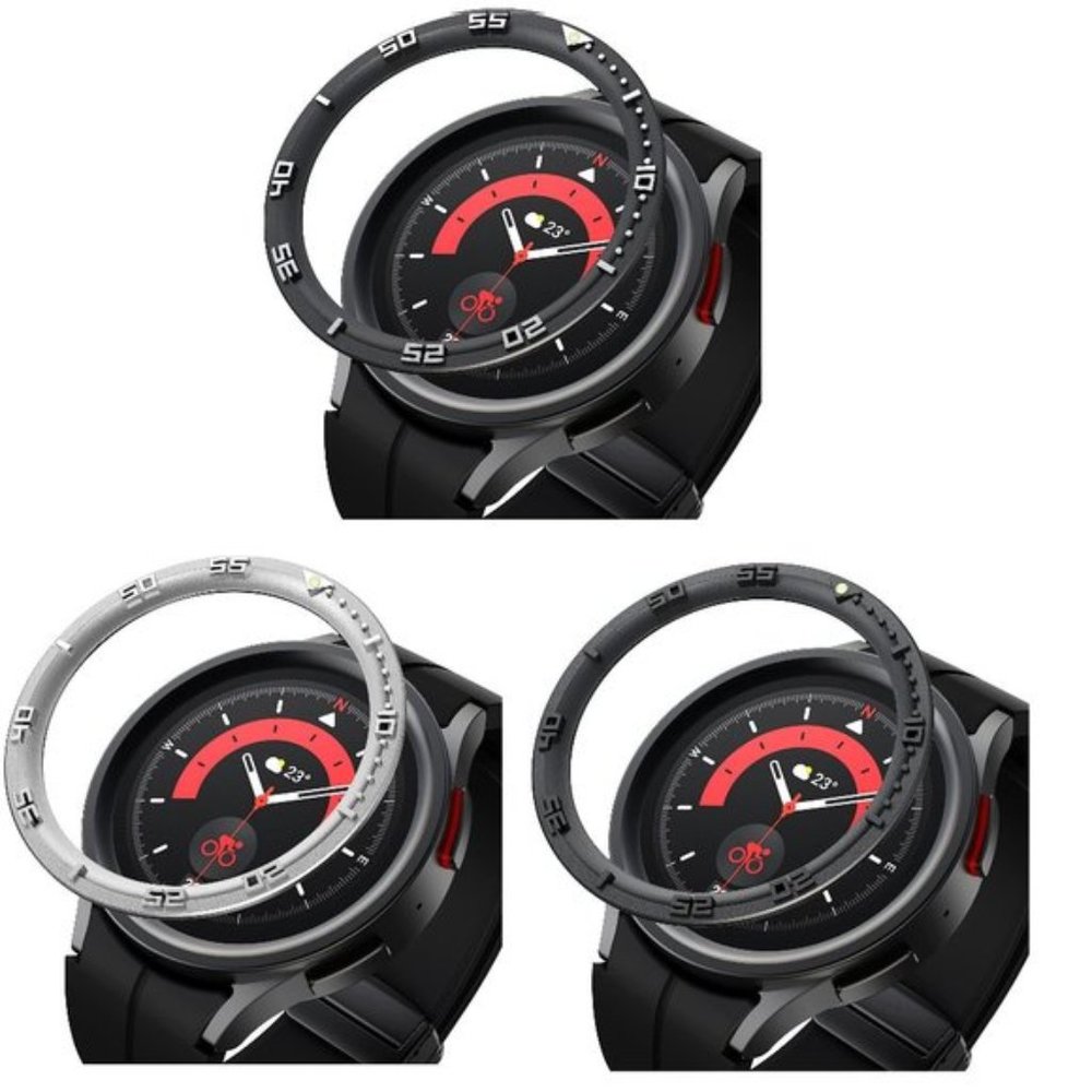 BAIHUIAM | Black, Silver, Matte Black Adhesive Frame | Galaxy Watch 5 Pro 45mm